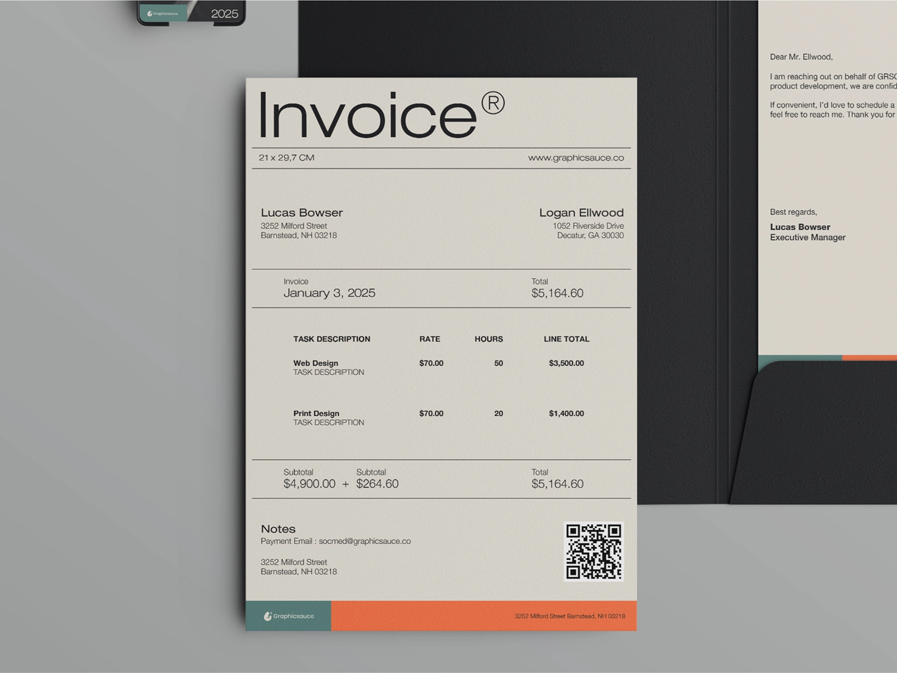 Document Folder ID Card with Pen Mockup Top View