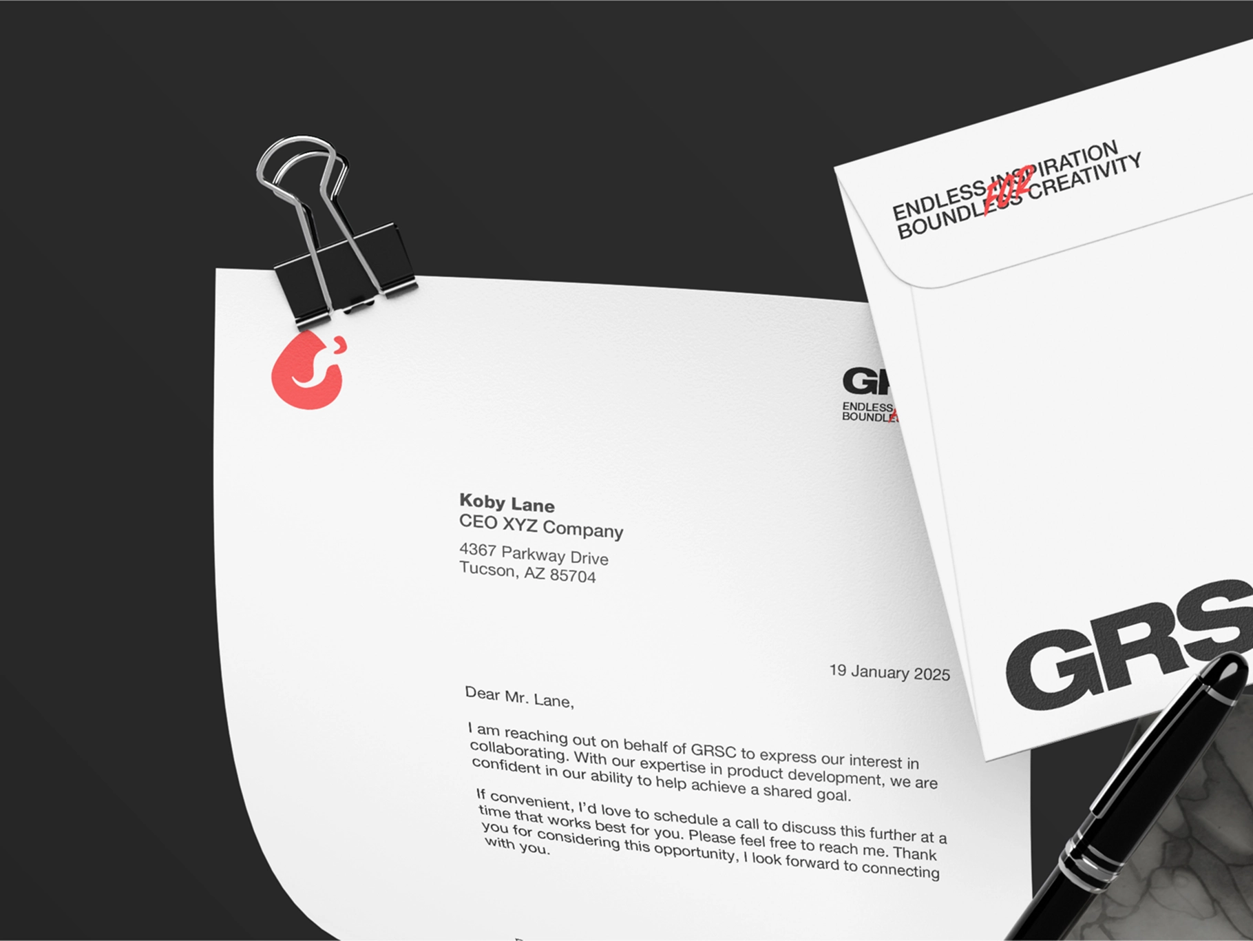 Letterhead Business Card with Marble Mockup Flying