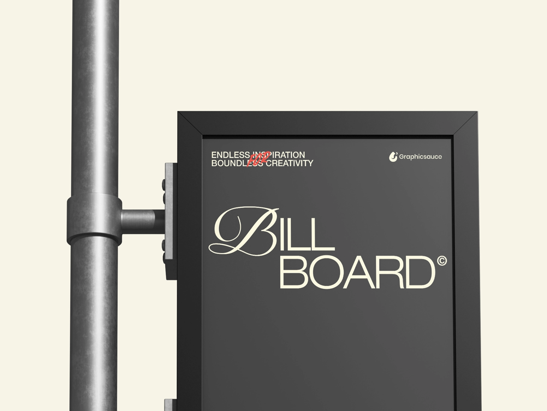 Outdoor Billboard Pole Sign Mockup Front View