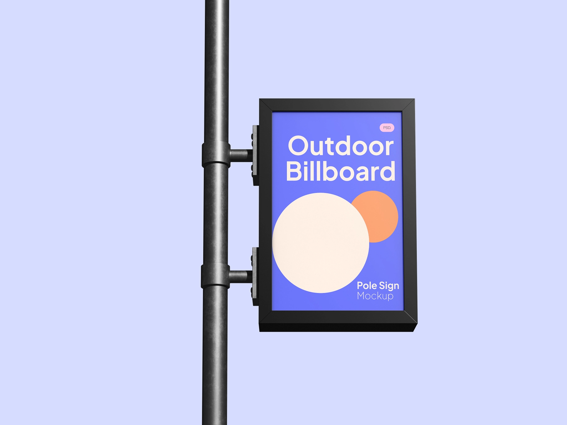 Outdoor Billboard Pole Sign Mockup Front View