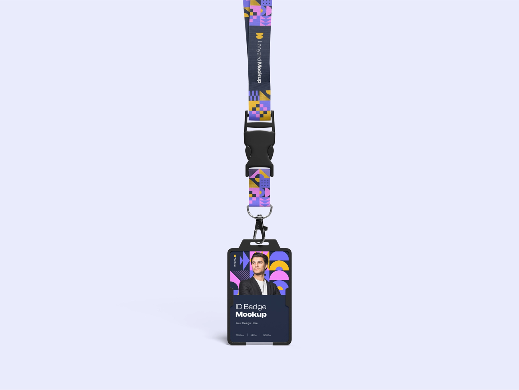 Lanyard ID Badge Mockup Front View