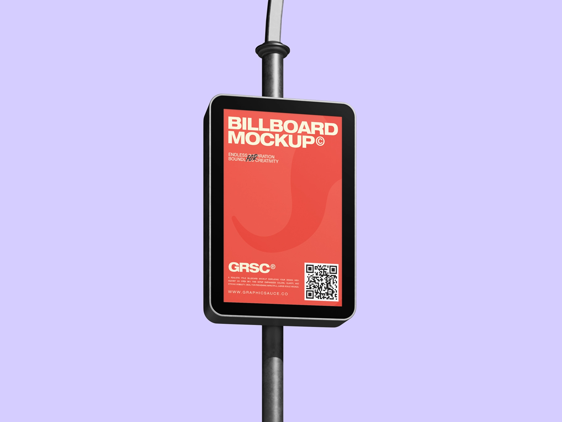 Outdoor Billboard Pole Sign Mockup Center