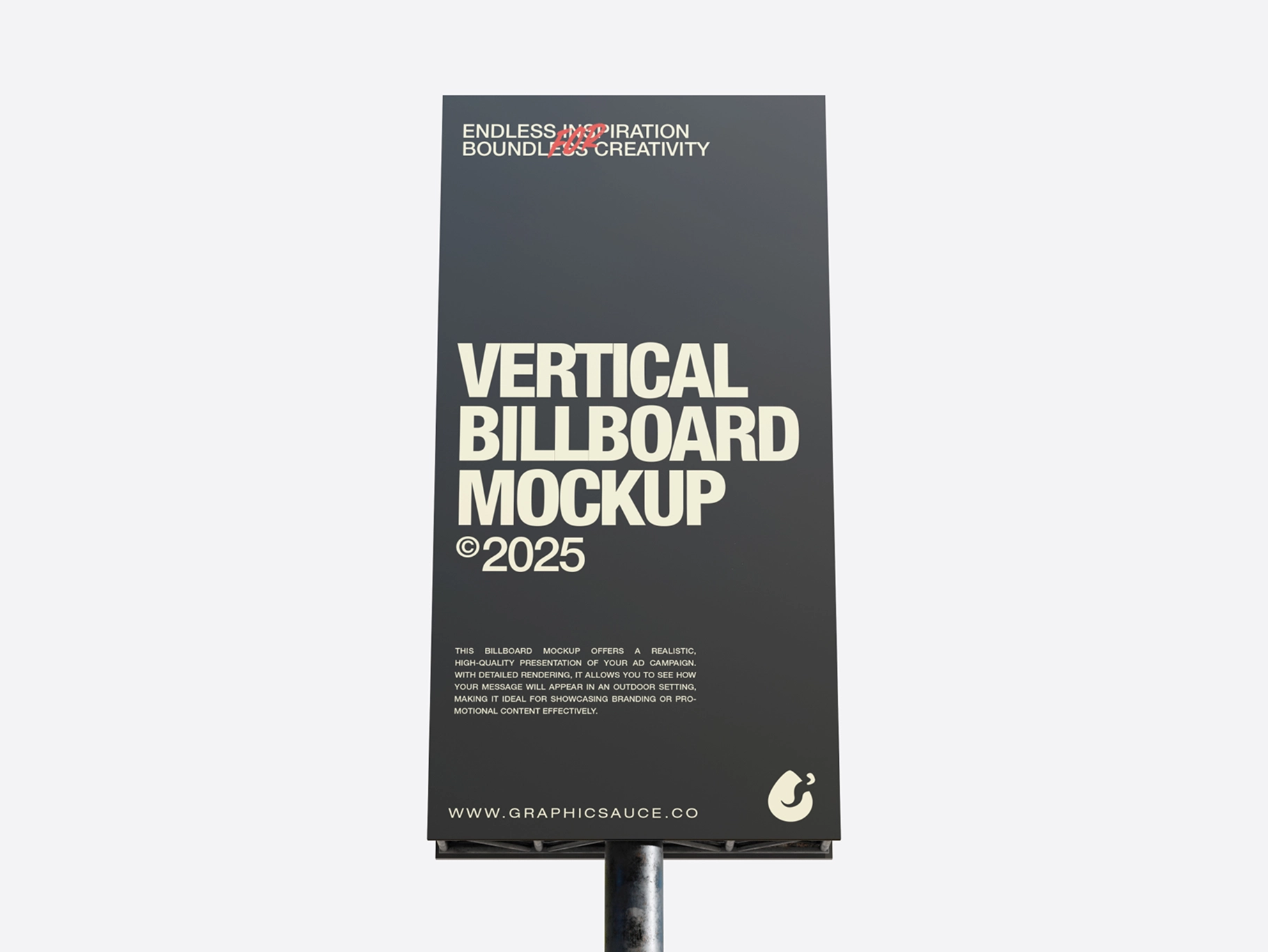 Outdoor Vertical Billboard Mockup Front View