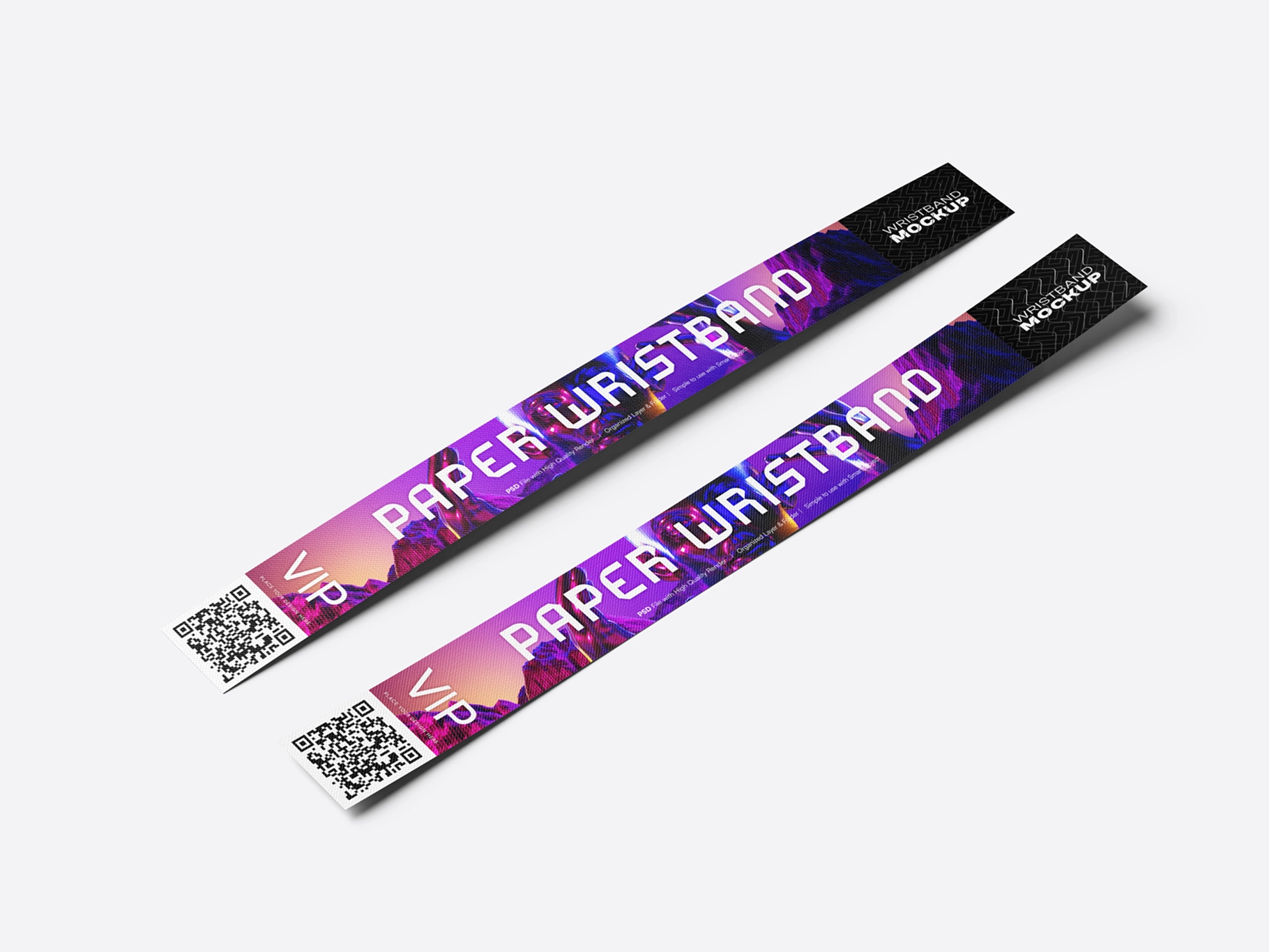 Paper Wristband Mockup Back Half Side View
