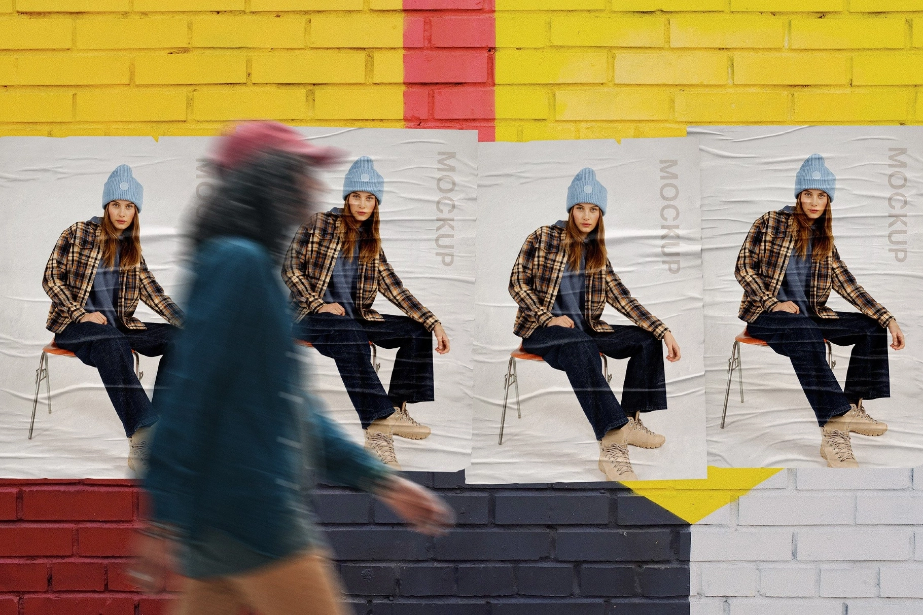 Painted Brick Wall Posters Mockup