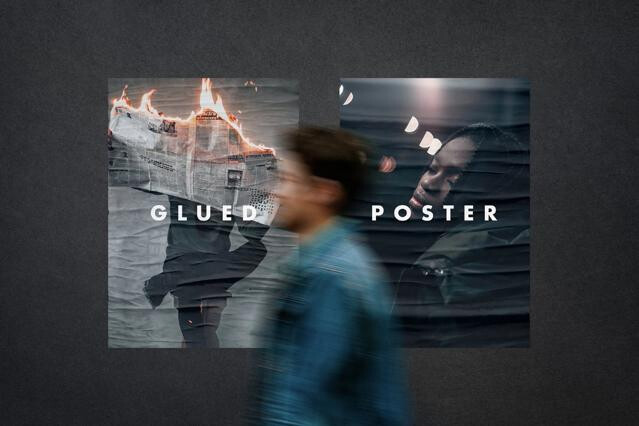Glued Poster Mockup