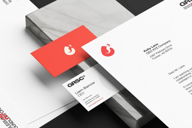 Letterhead Business Card with Marble Mockup