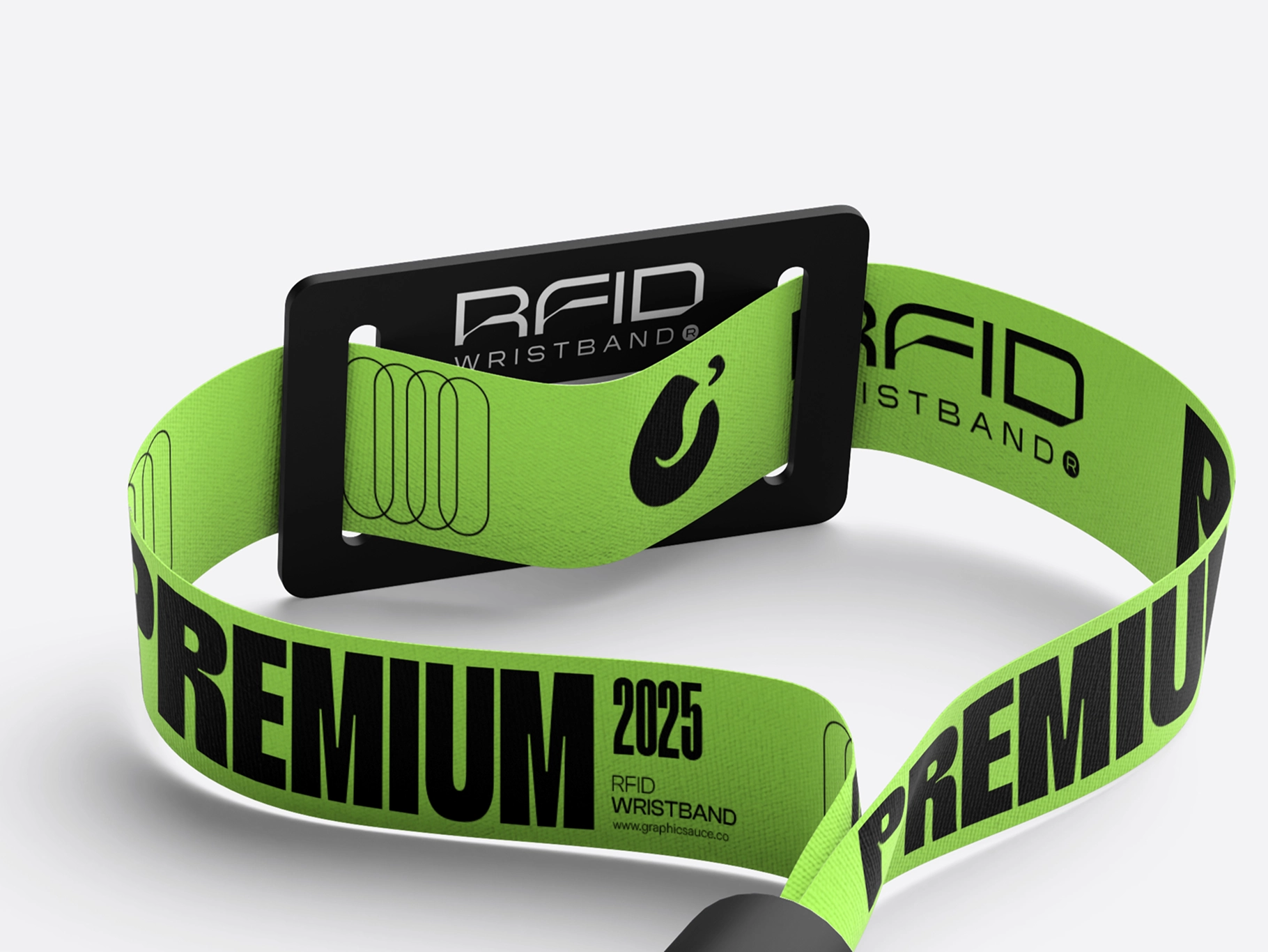 RFID Wristband Mockup Back Half Side View