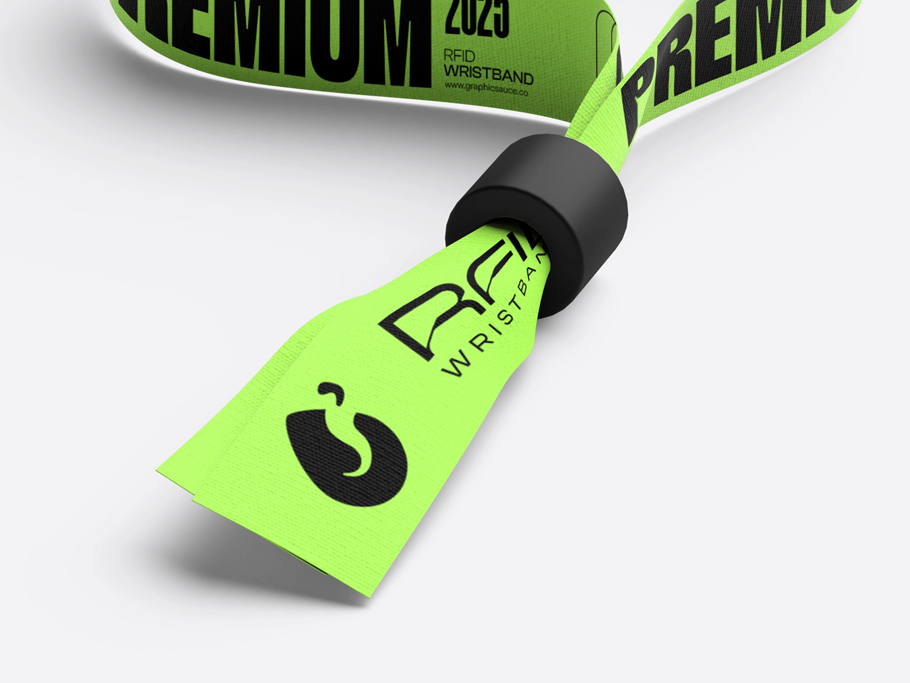 RFID Wristband Mockup Back Half Side View