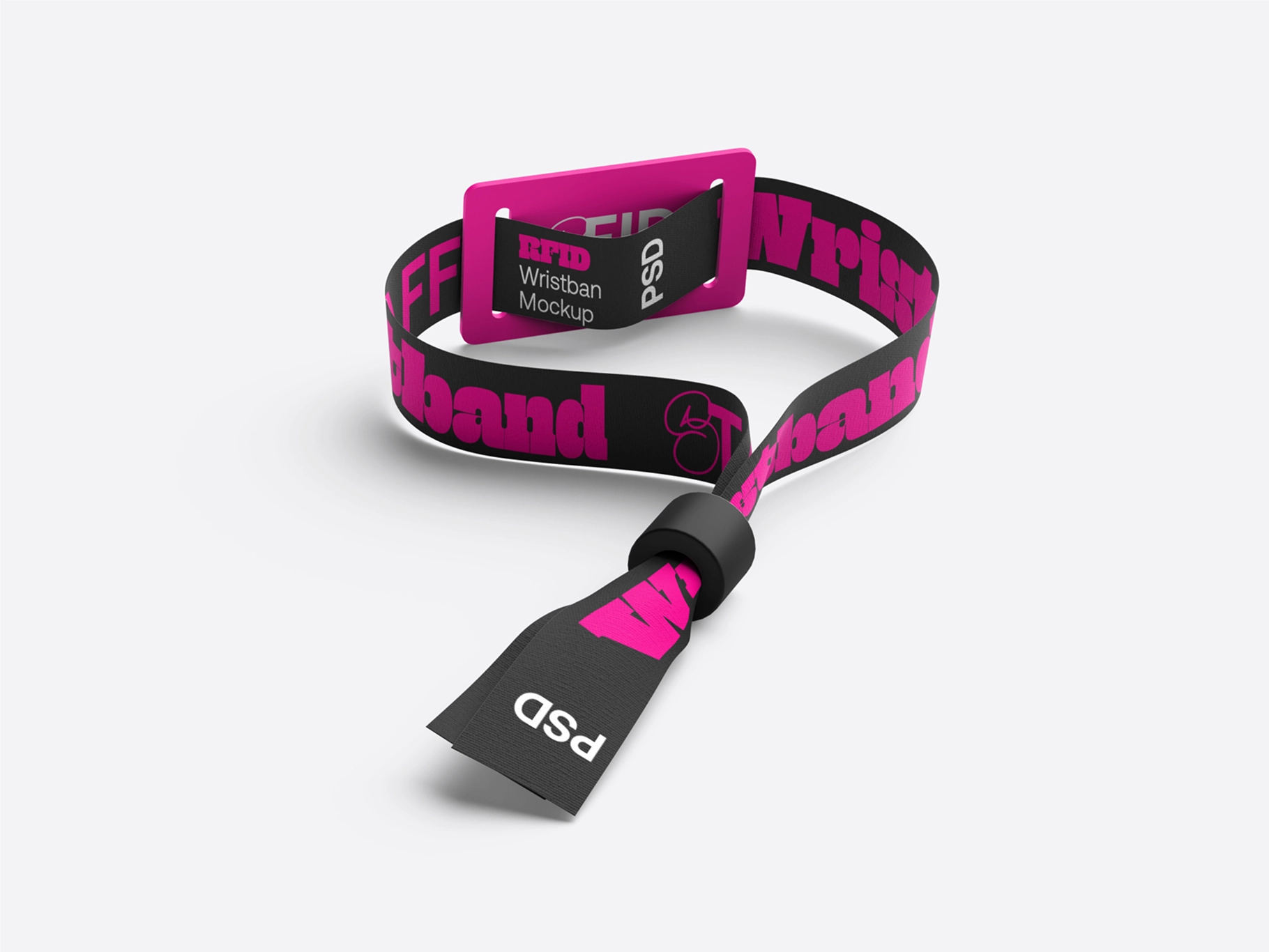 RFID Wristband Mockup Back Half Side View