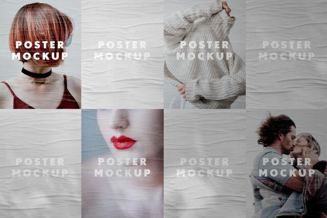 Creased Paper Posters Mockup