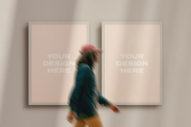 Beige Wall with Poster Mockup