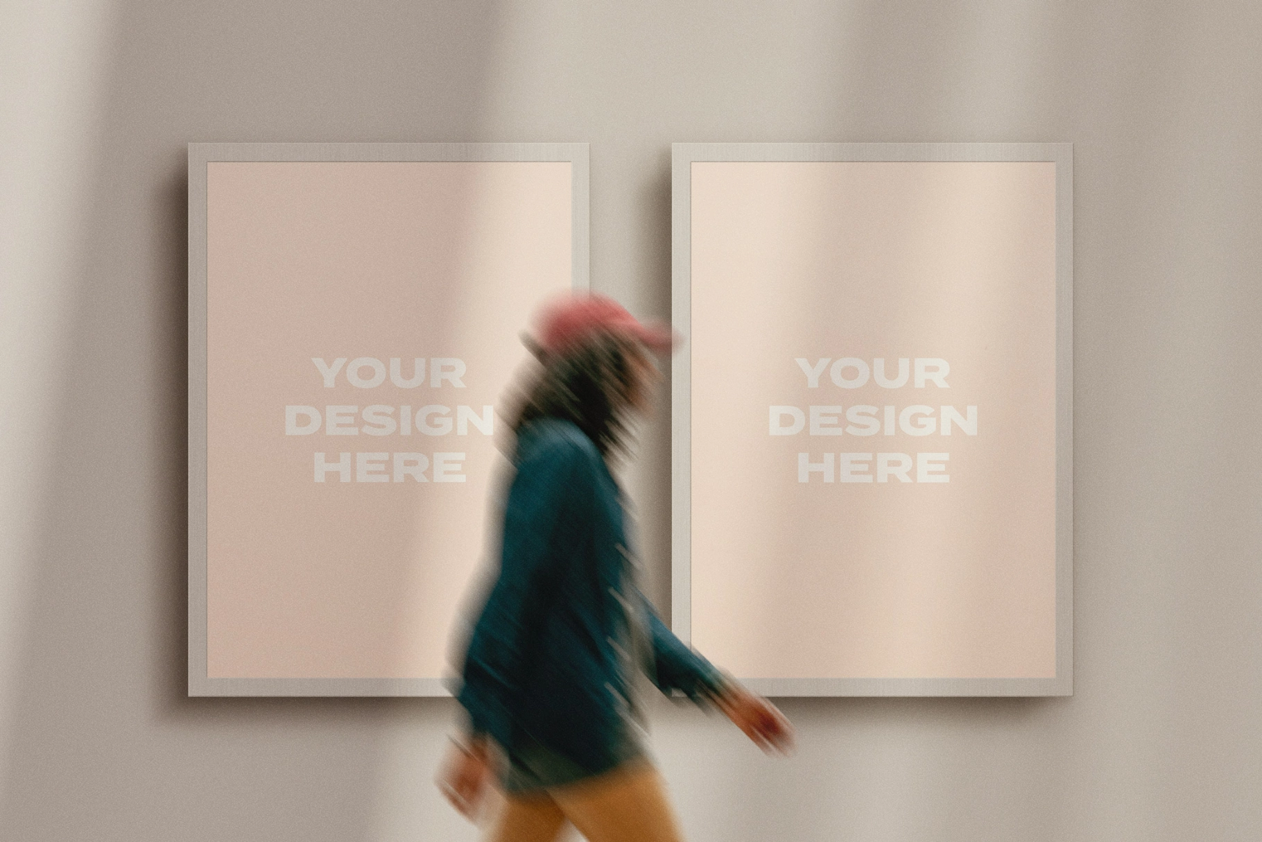 Beige Wall with Poster Mockup