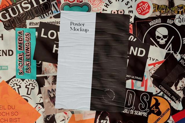 Street Sticker Collage Poster Mockup
