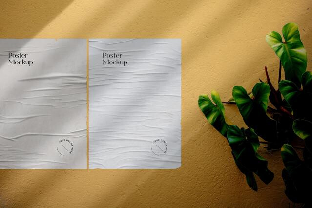 Poster Mockup with Botanicals and Shadows