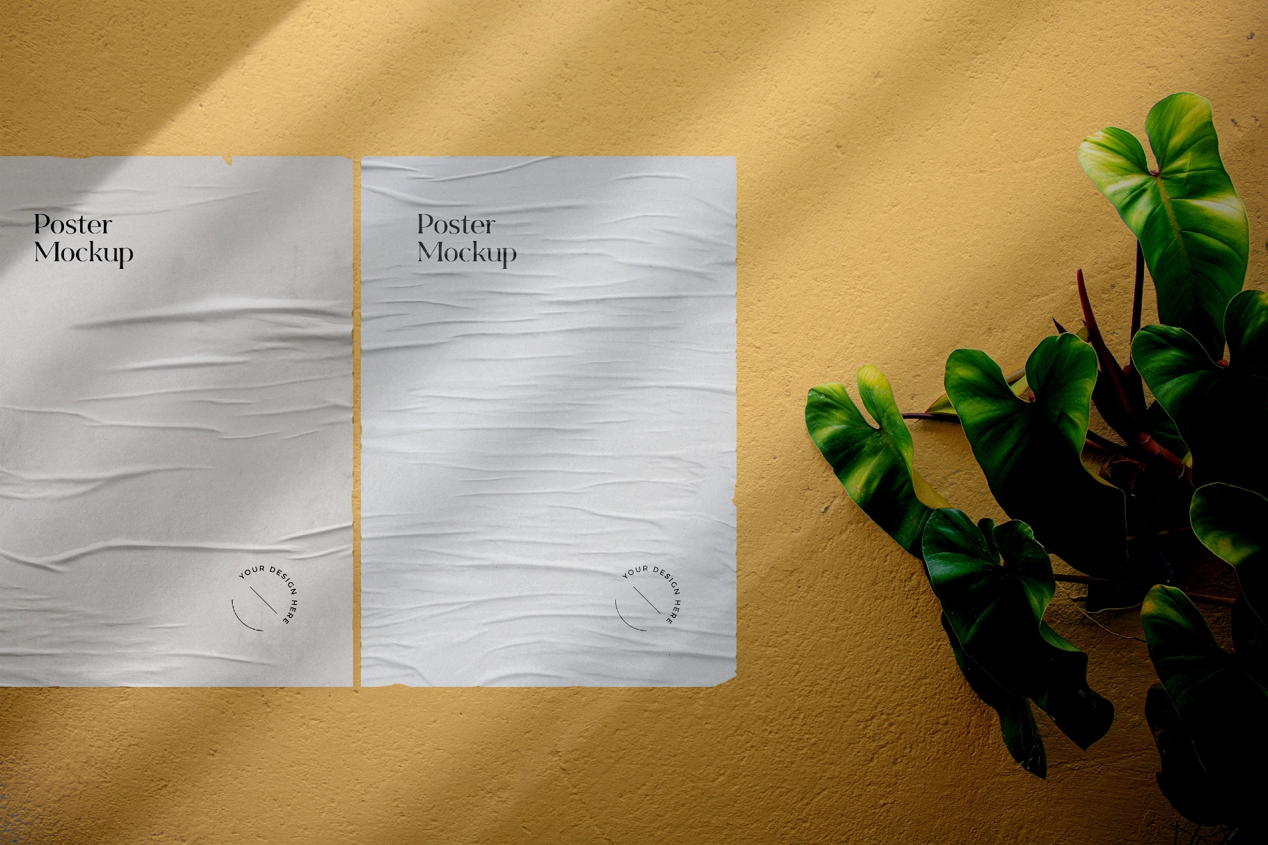 Poster Mockup with Botanicals and Shadows