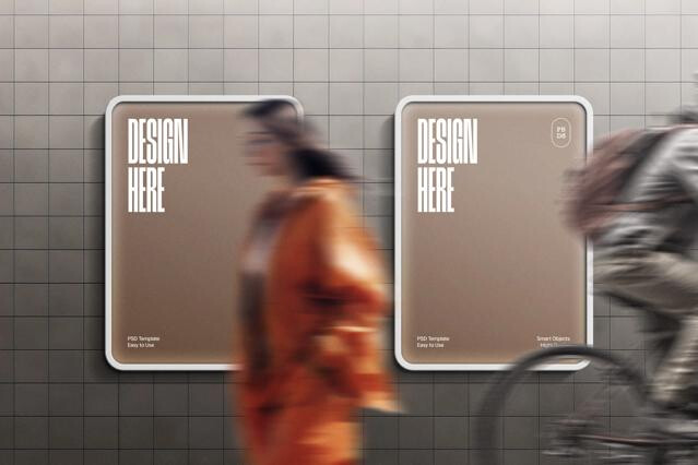 Lightbox Poster Mockup with Passers-By