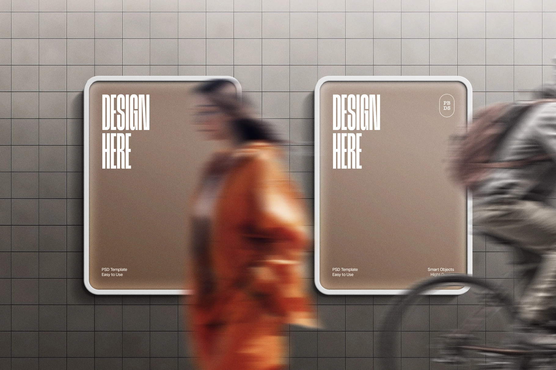 Lightbox Poster Mockup with Passers-By