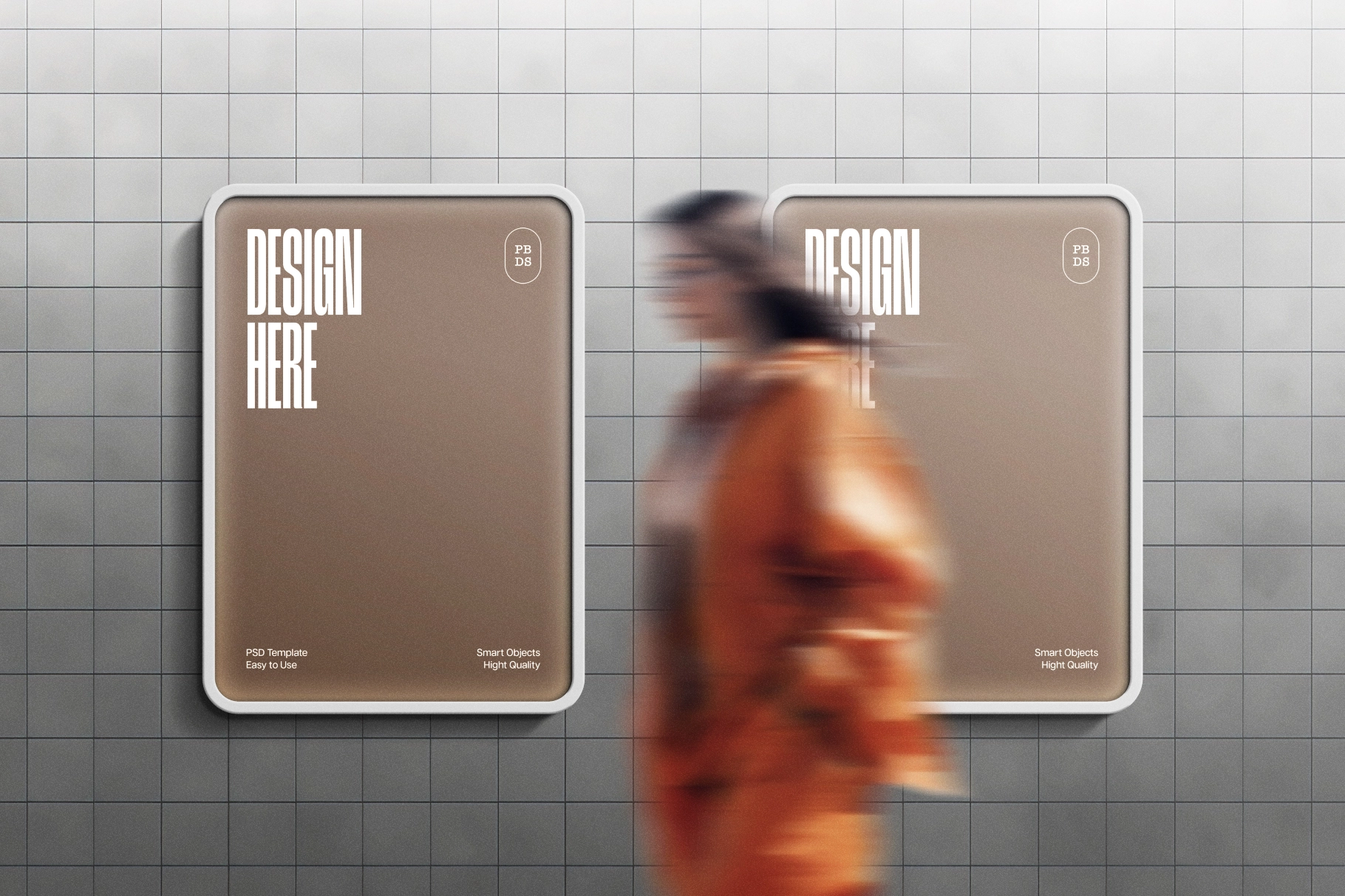 Lightbox Poster Mockup with Passers-By