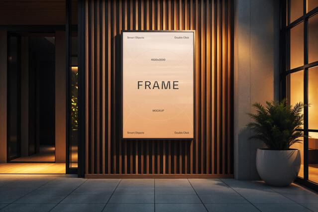 Modern Lobby Framed Poster Mockup