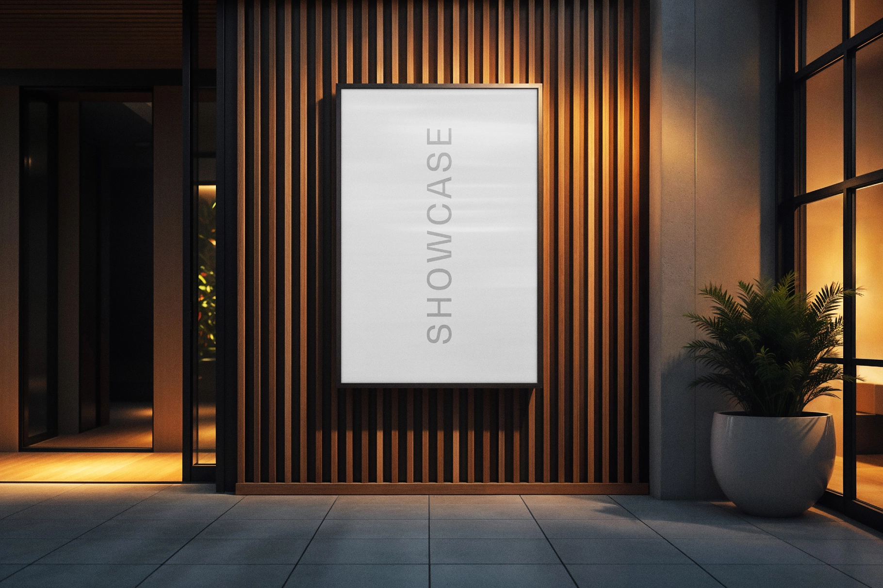 Modern Lobby Framed Poster Mockup