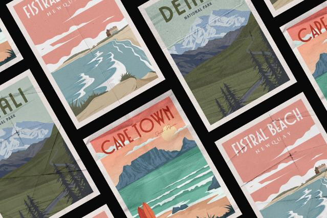 Folded Vintage Posters Mockup