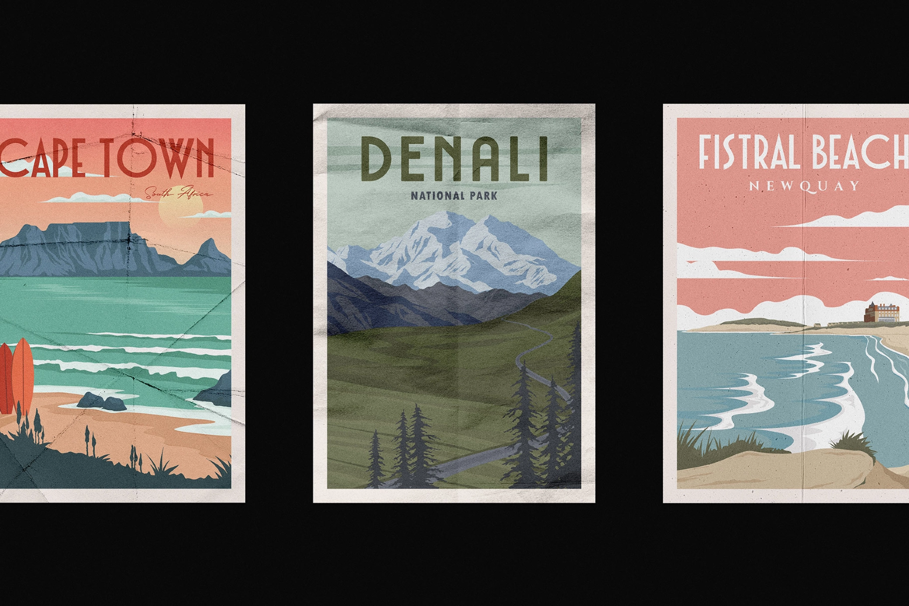 Vintage Creased A4 Posters Mockup