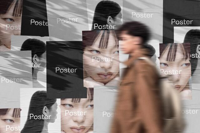 Street Posters Mockup with Botanical Shadows