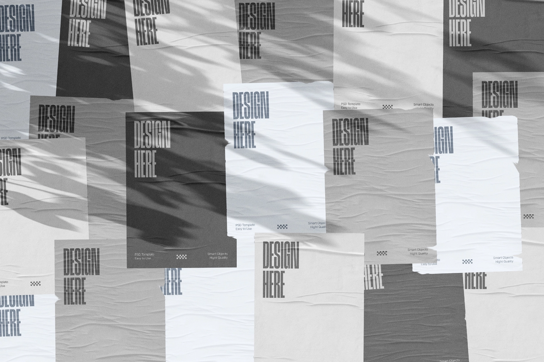 Street Posters Mockup with Botanical Shadows