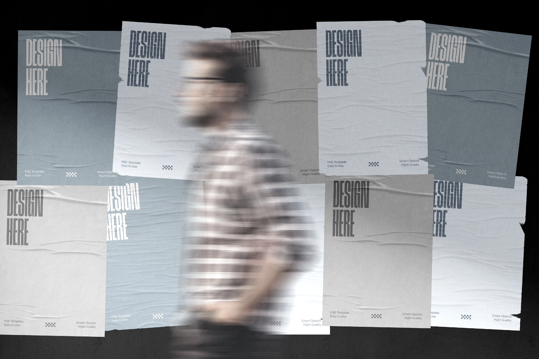 Glued Posters Mockup with Noir Shadows