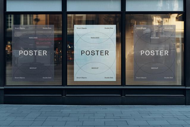 Three-Panel Window Poster Mockup
