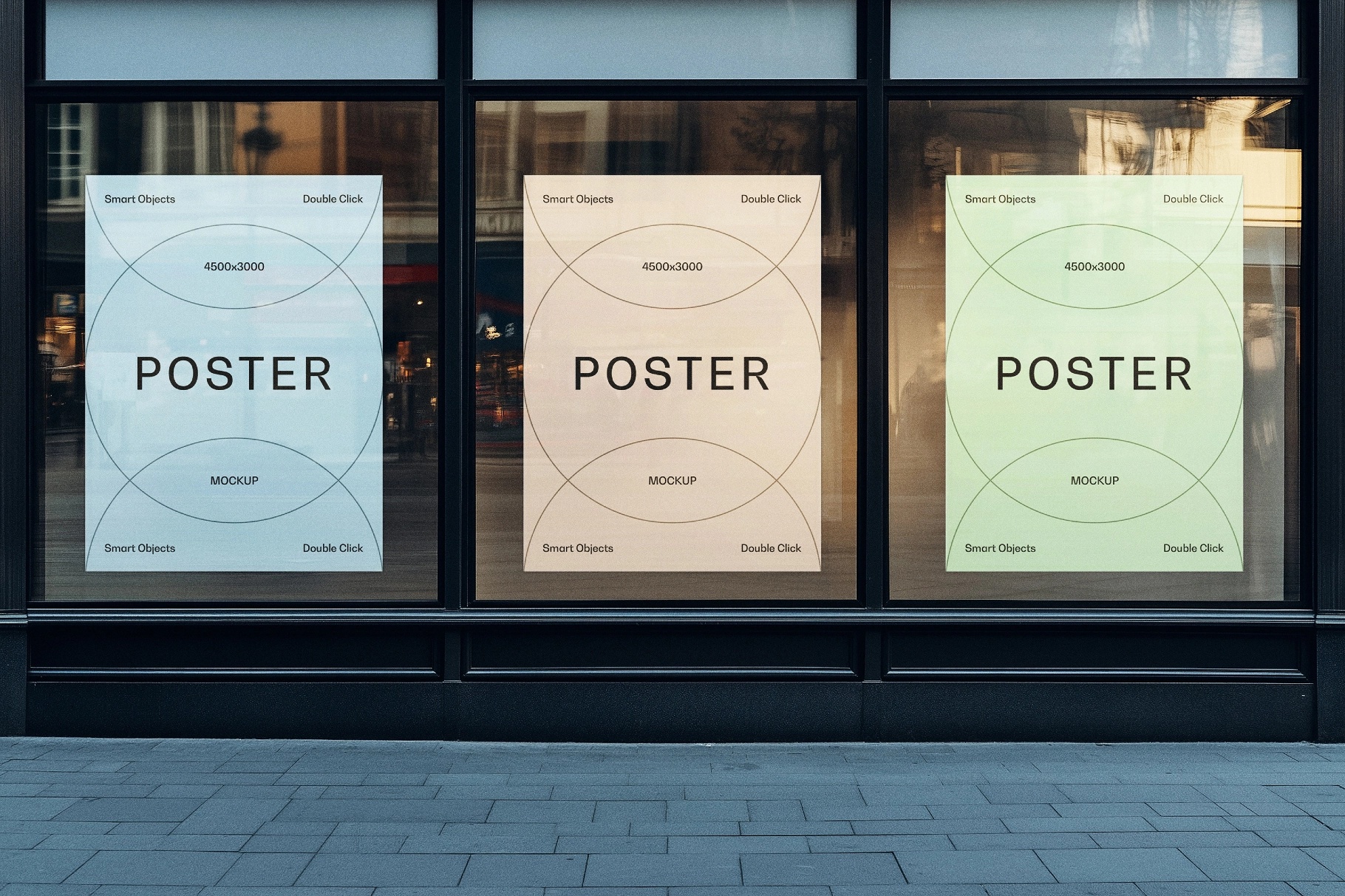 Three-Panel Window Poster Mockup