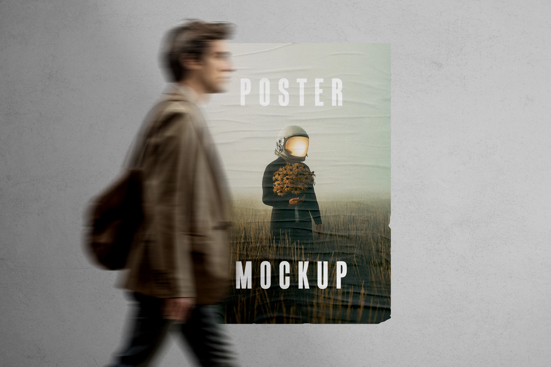 Minimal Glued Wall Poster Mockups