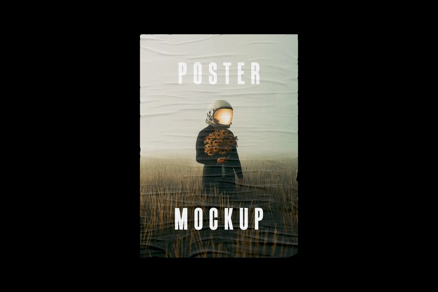 Minimal Glued Wall Poster Mockups