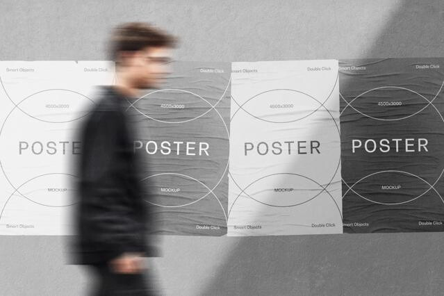 Overlaid Glued Posters Mockup