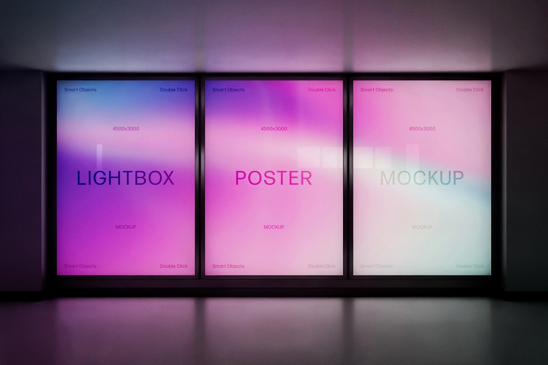 Glowing Lightbox Posters Mockup
