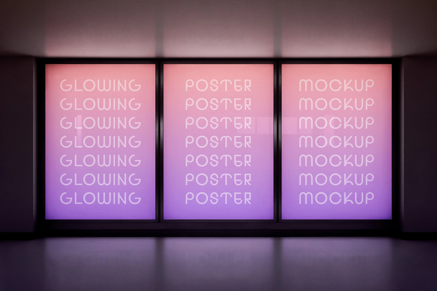 Glowing Lightbox Posters Mockup