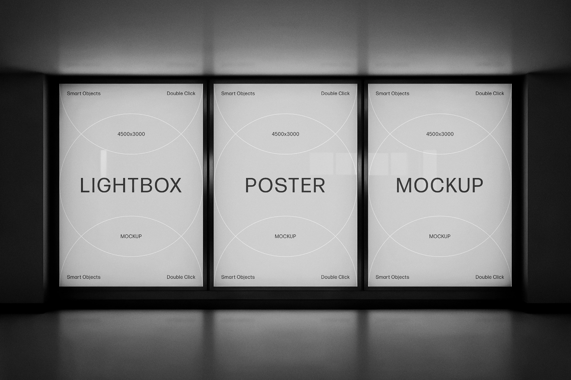 Glowing Lightbox Posters Mockup