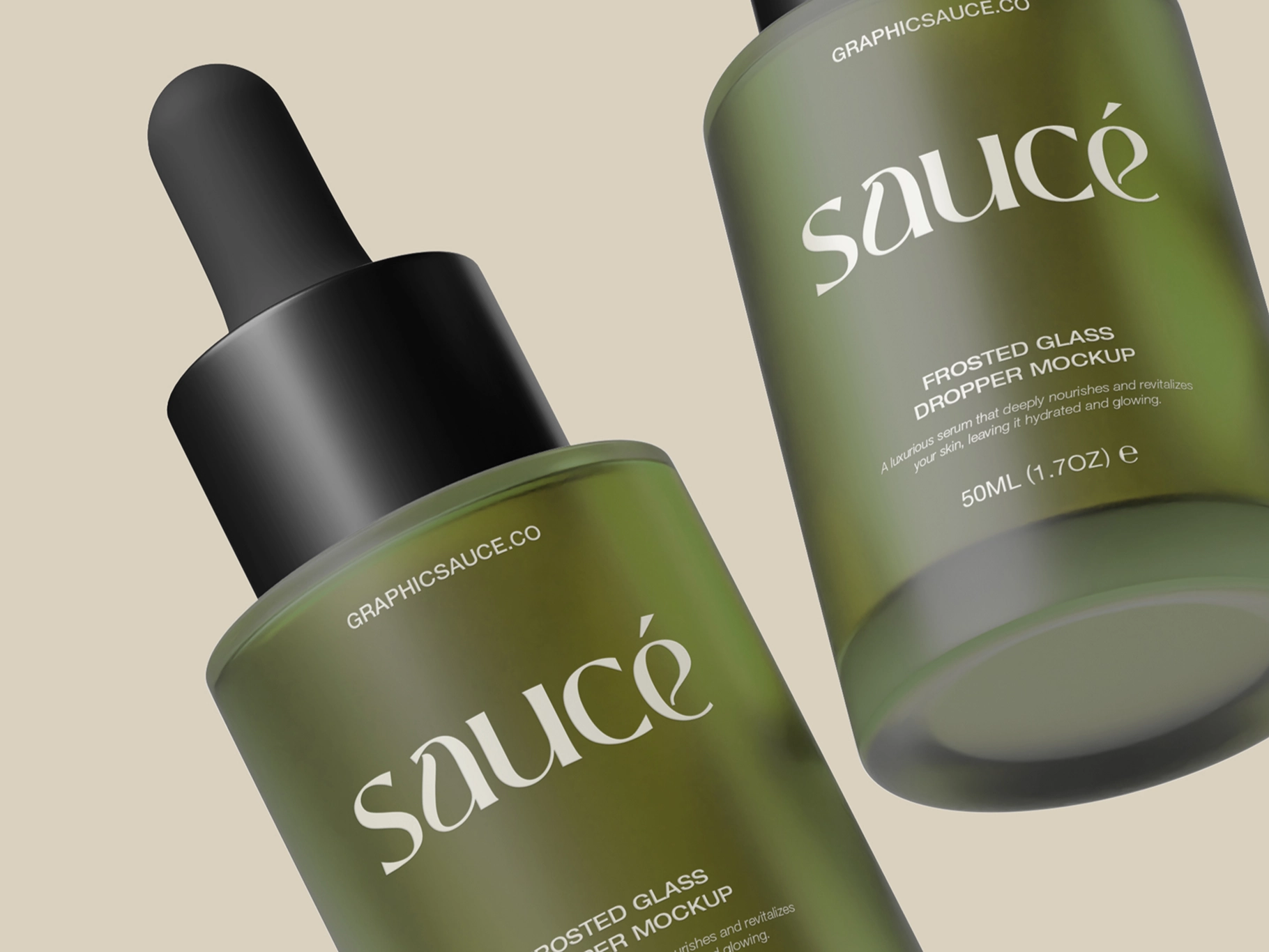 Frosted Glass Dropper Mockup Flying View