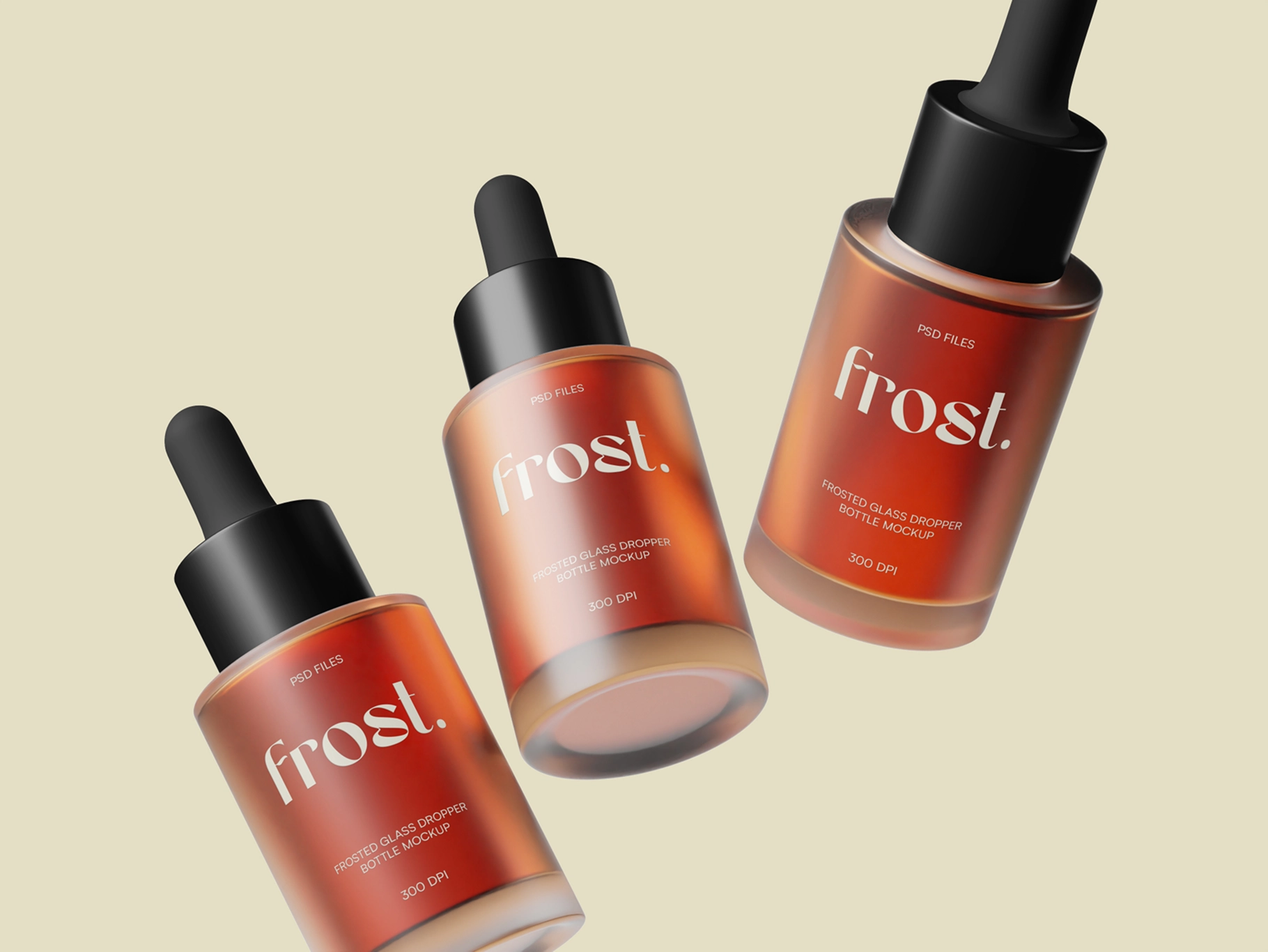 Frosted Glass Dropper Mockup Flying View