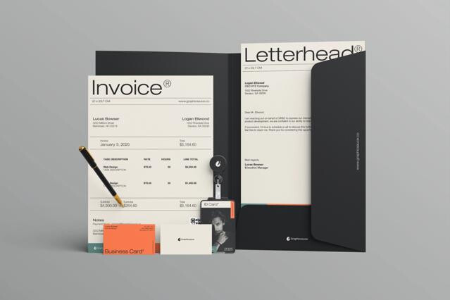 Document Folder ID Card with Pen Mockup Front View