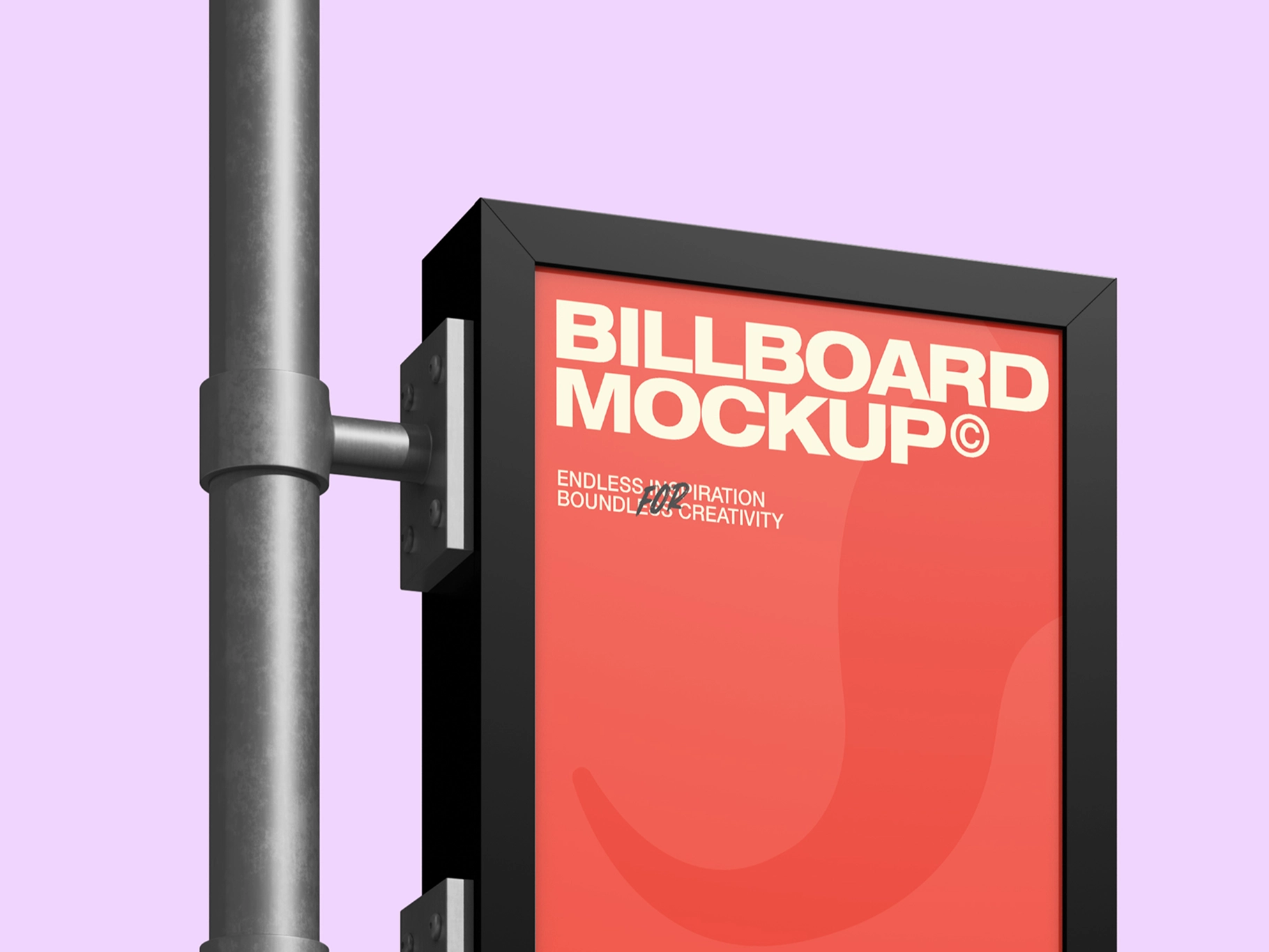 Outdoor Billboard Pole Sign Mockup Low Angle View