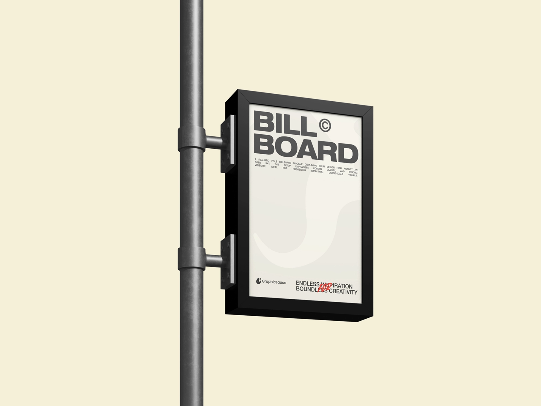 Outdoor Billboard Pole Sign Mockup Low Angle View