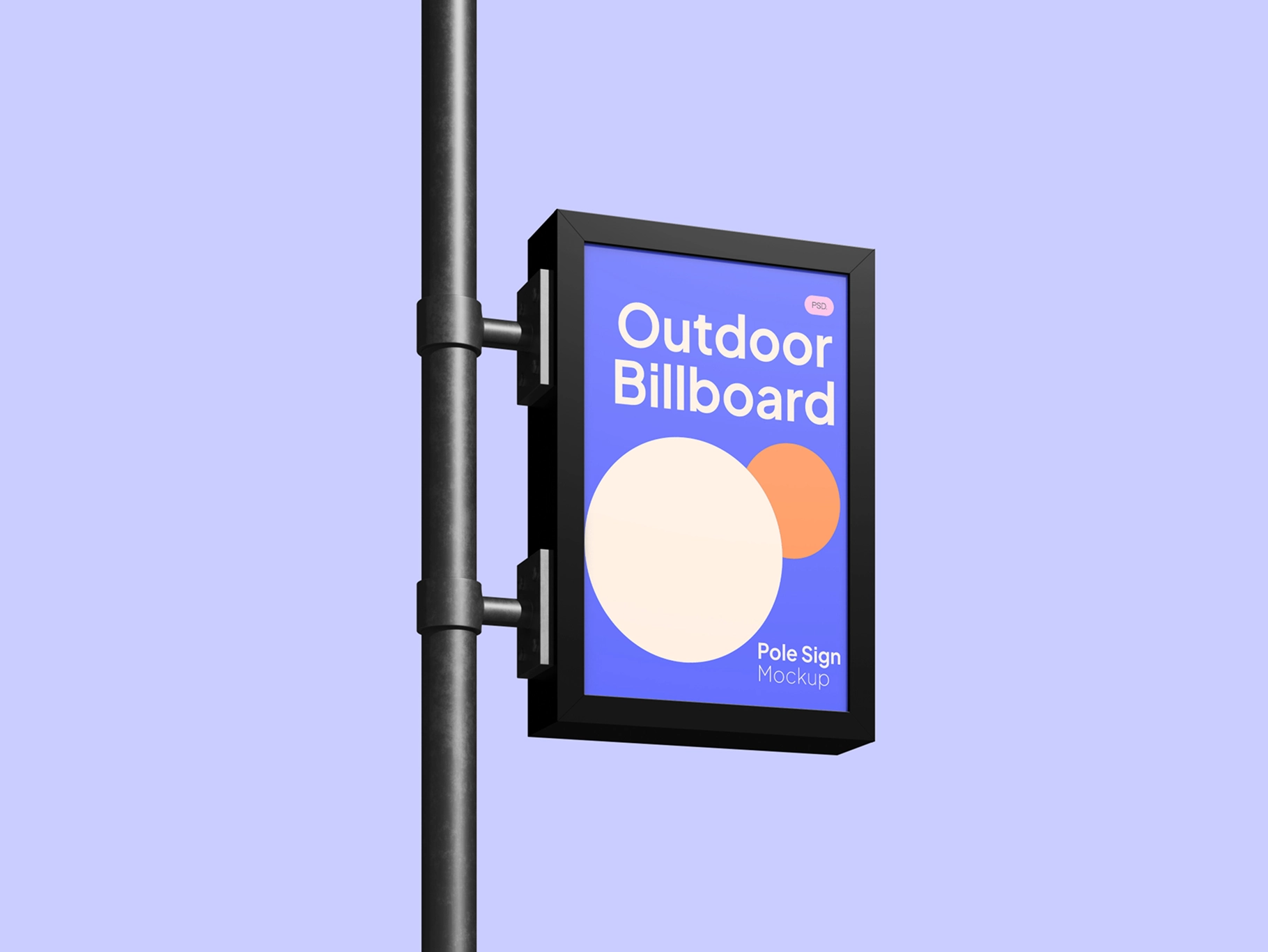 Outdoor Billboard Pole Sign Mockup Low Angle View