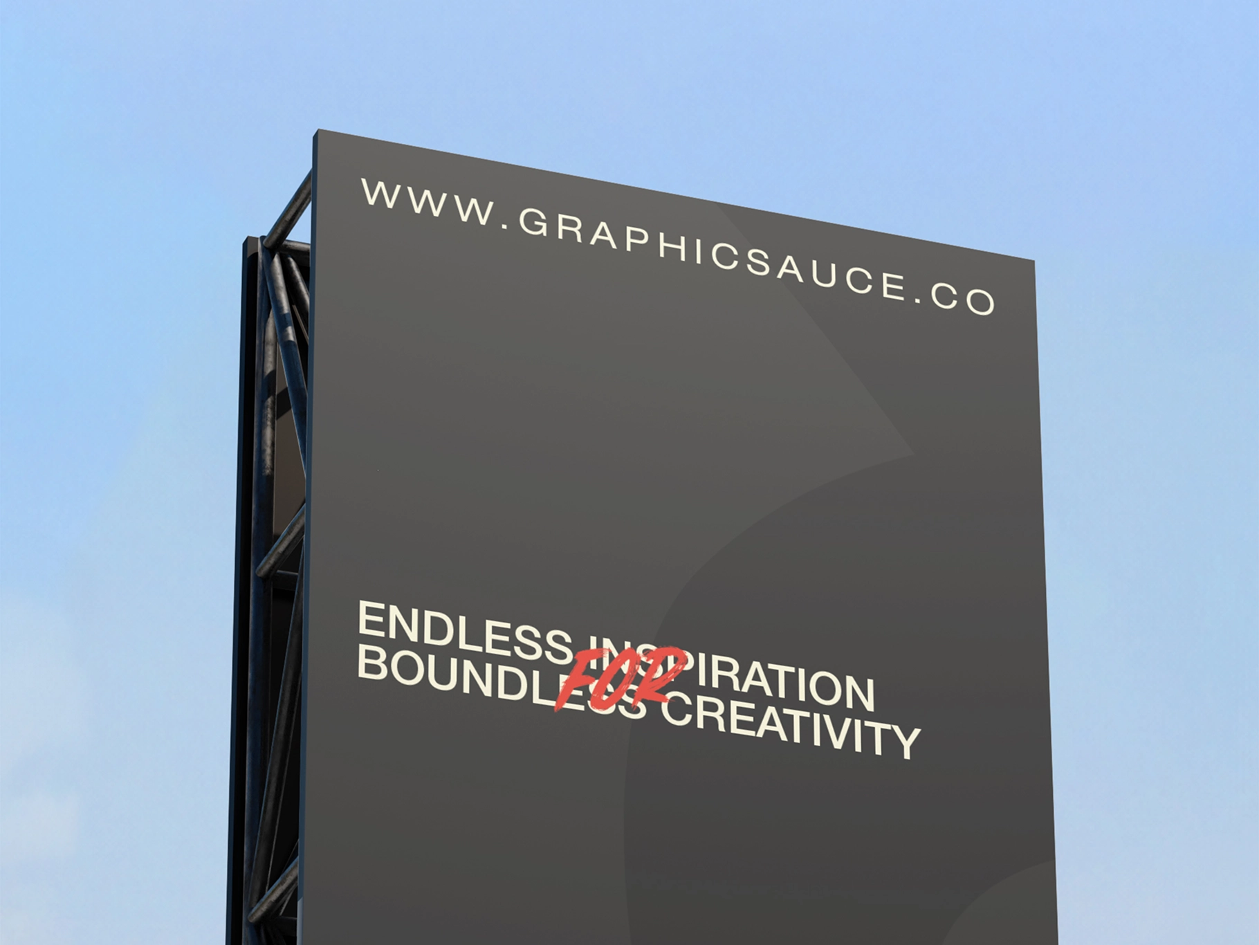 Outdoor Vertical Billboard Mockup Low Angle View