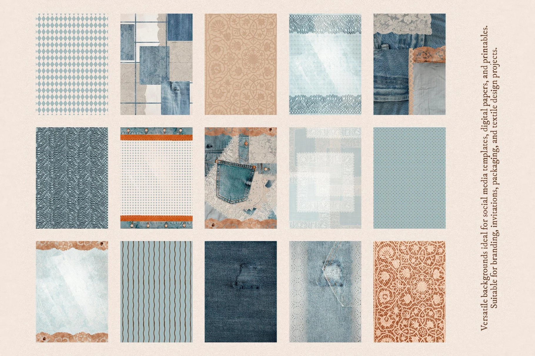 Charm Denim & Lace Textures