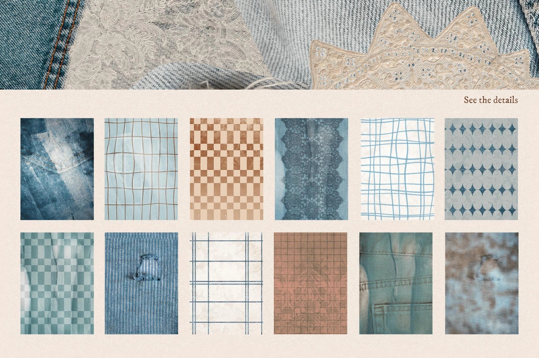 Charm Denim & Lace Textures