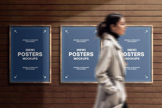 Wooden Wall Poster Mockup