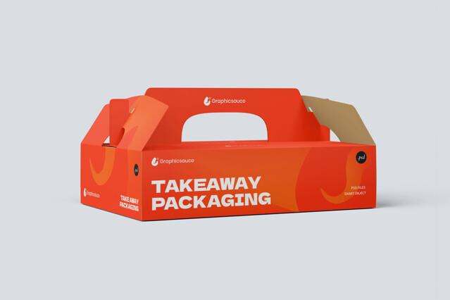 Takeaway Packaging Mockup Back Half Side View