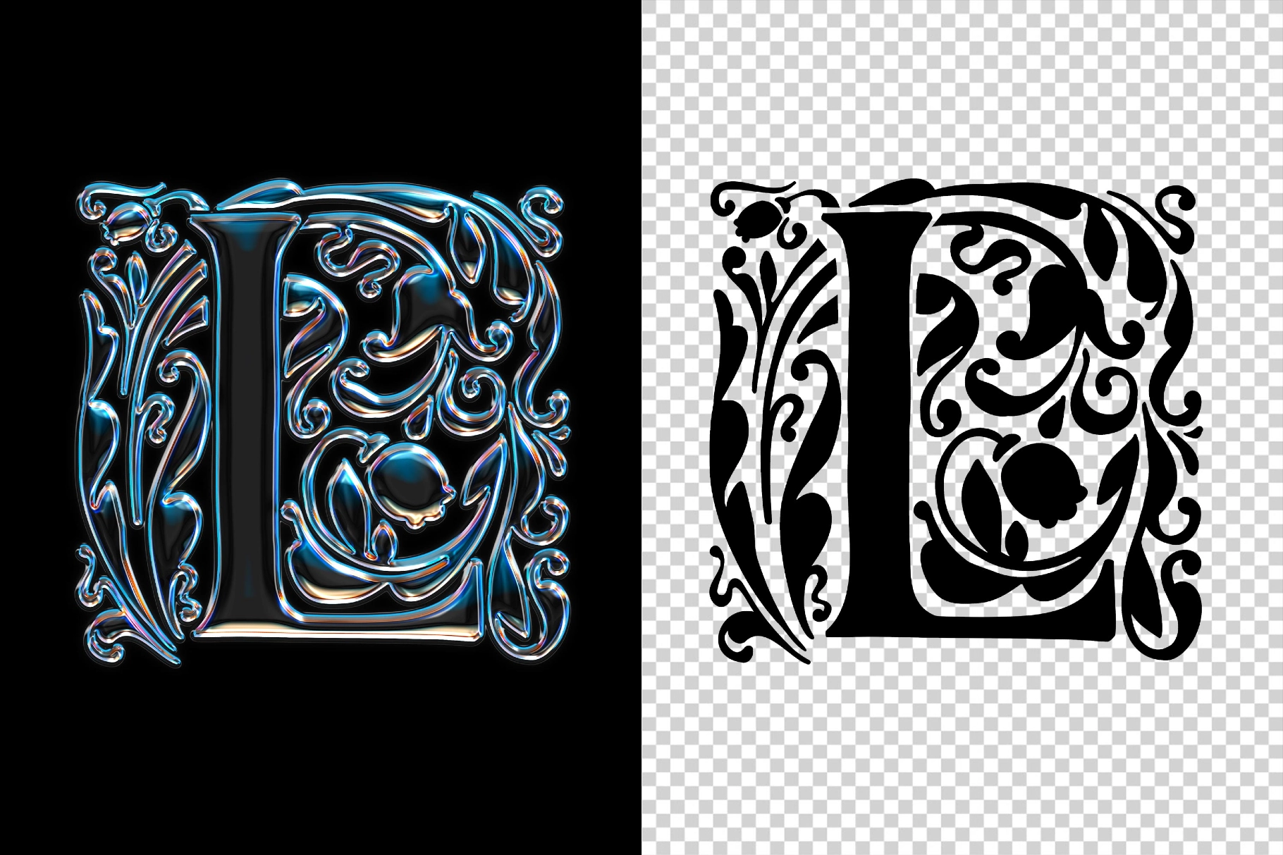 Gothic Glass Chrome Text Effect